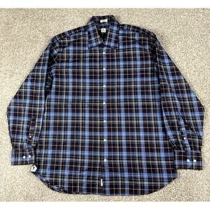 Peter Millar Shirt Mens Extra Large Purple Plaid Button Up Long Sleeve Cotton XL
